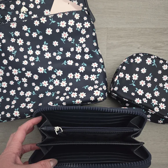 Kate Spade Floral Black Handbag Set - Picture 2 of 2